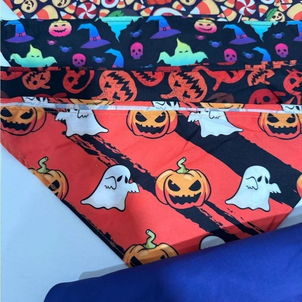 SANWUTA Halloween Dog triangle Bandanas set of 10 Halloween print size XL